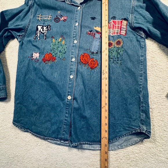 Vintage Speed Limit Denim Shirt Farm Embroidery Countrycore Western L Fall - Picture 8 of 9